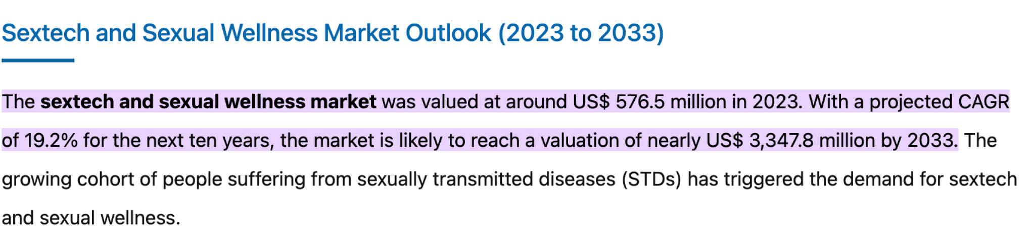 Sextech market outlook